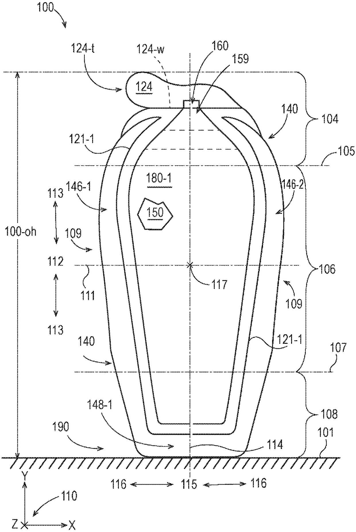 Flexible containers with venting structure