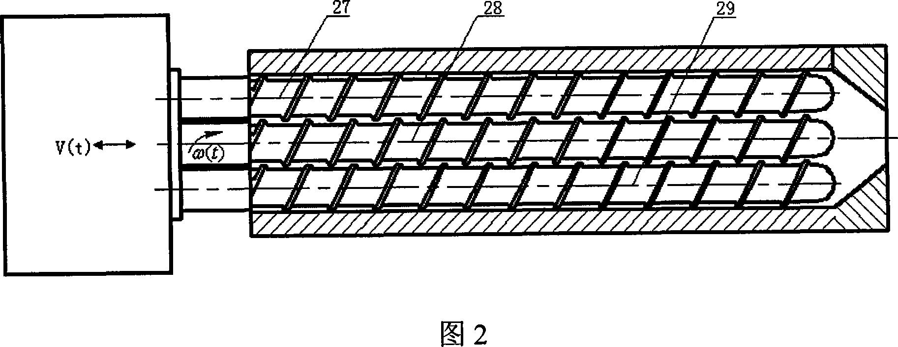 Pulse type shock processing on-line compound injection molding method and its equipment