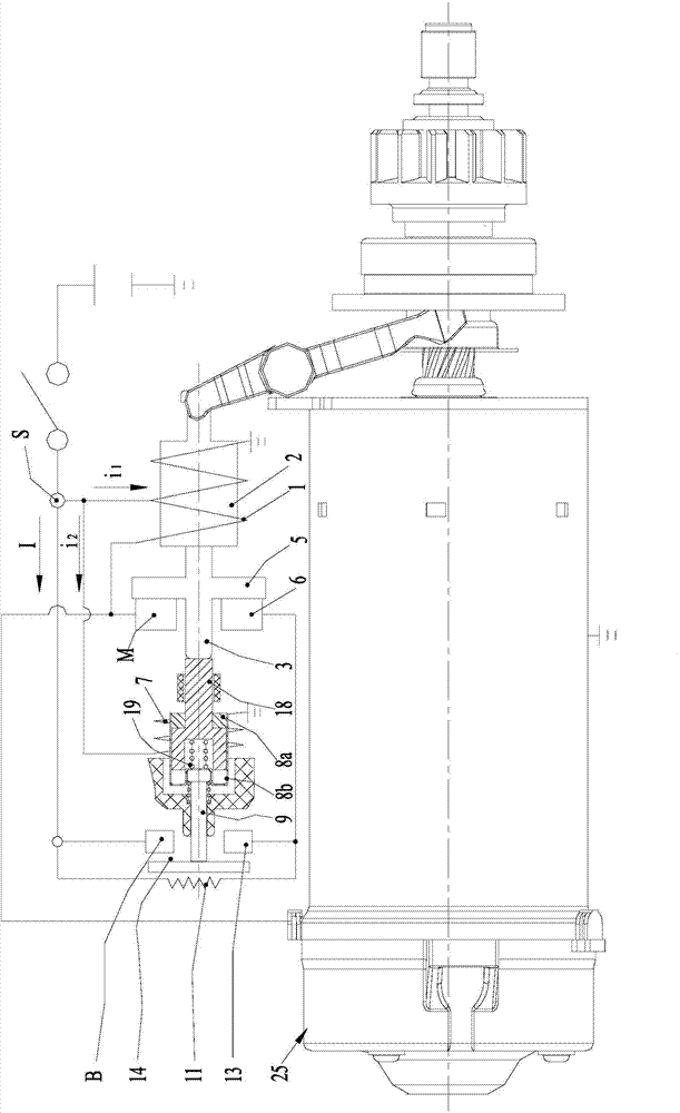 Combined structure of electromagnetic switch and relay and start-stop motor using structure