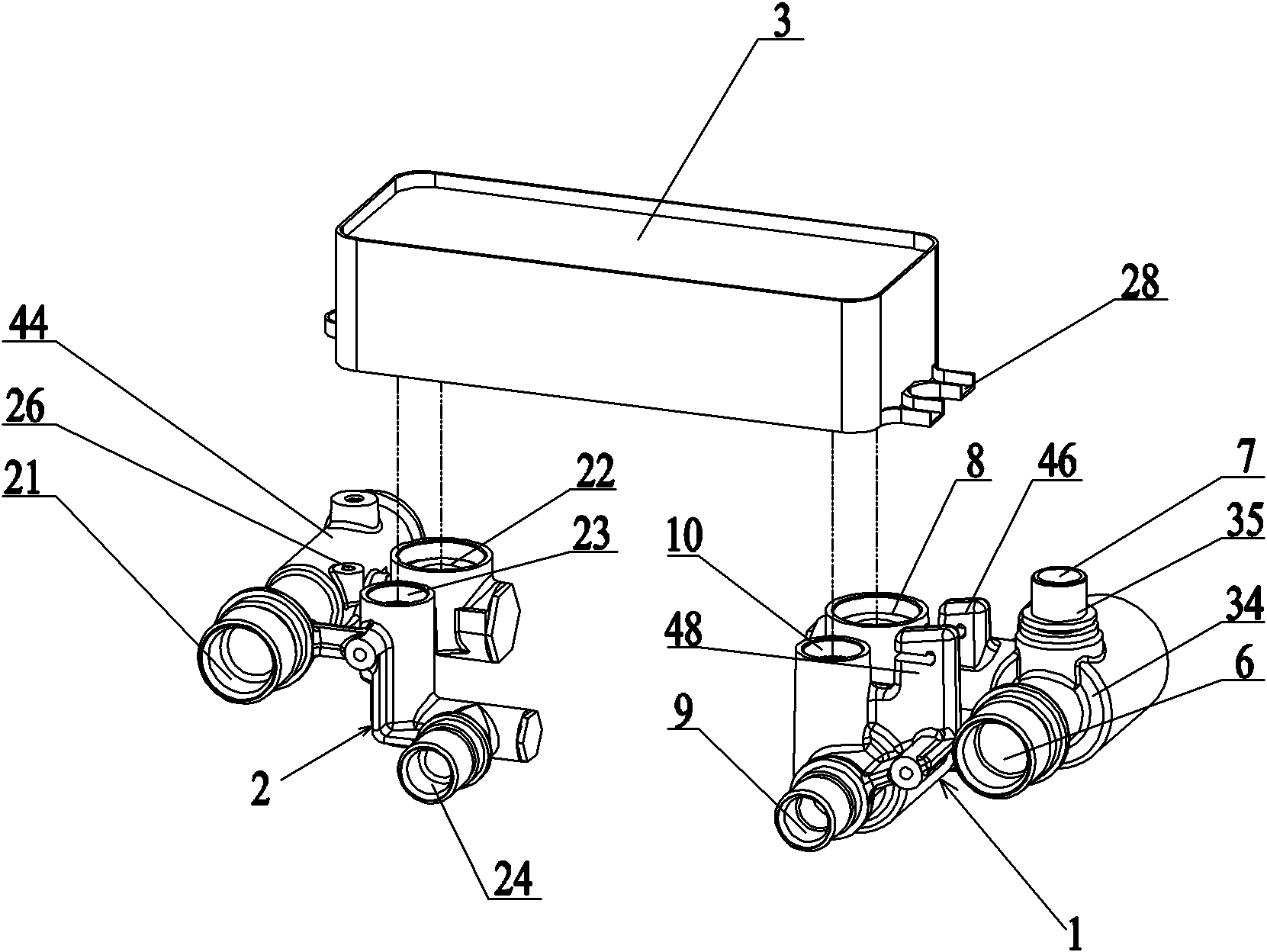 Copper valve component for difunctional water heater