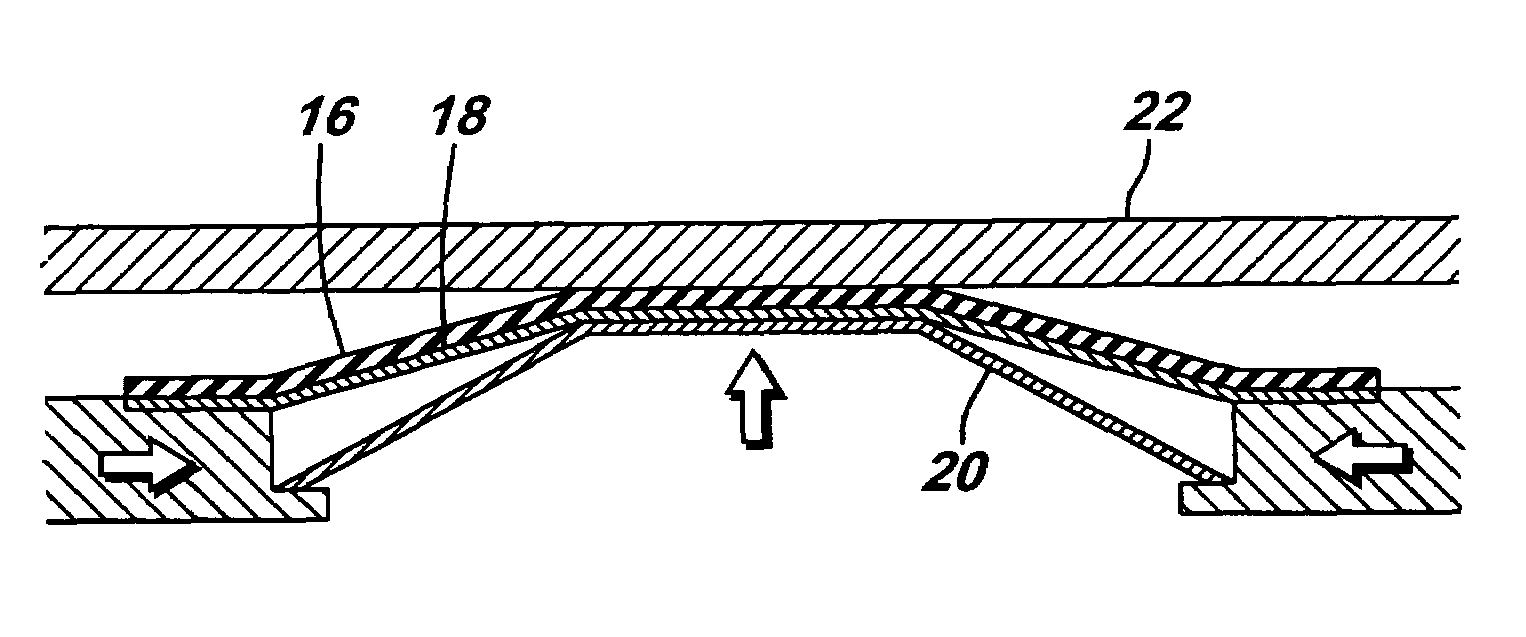 Well packer having an energized sealing element and associated method