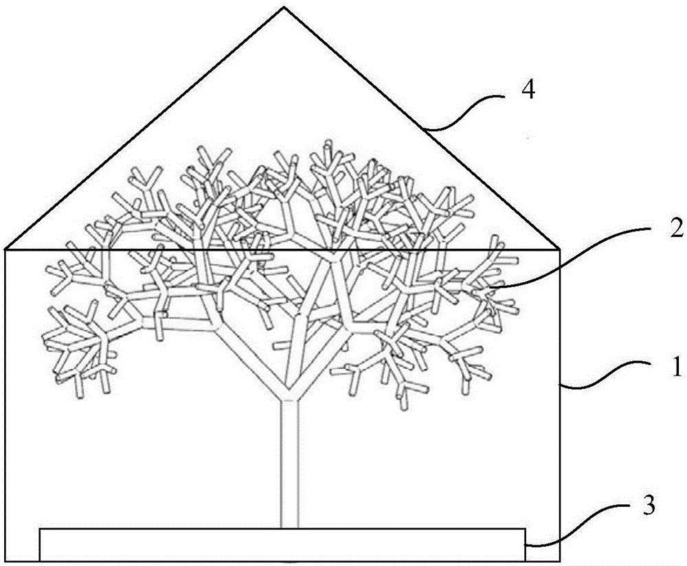 Photo-bioreactor with bionic fractal tree structure as well as application and culture method thereof