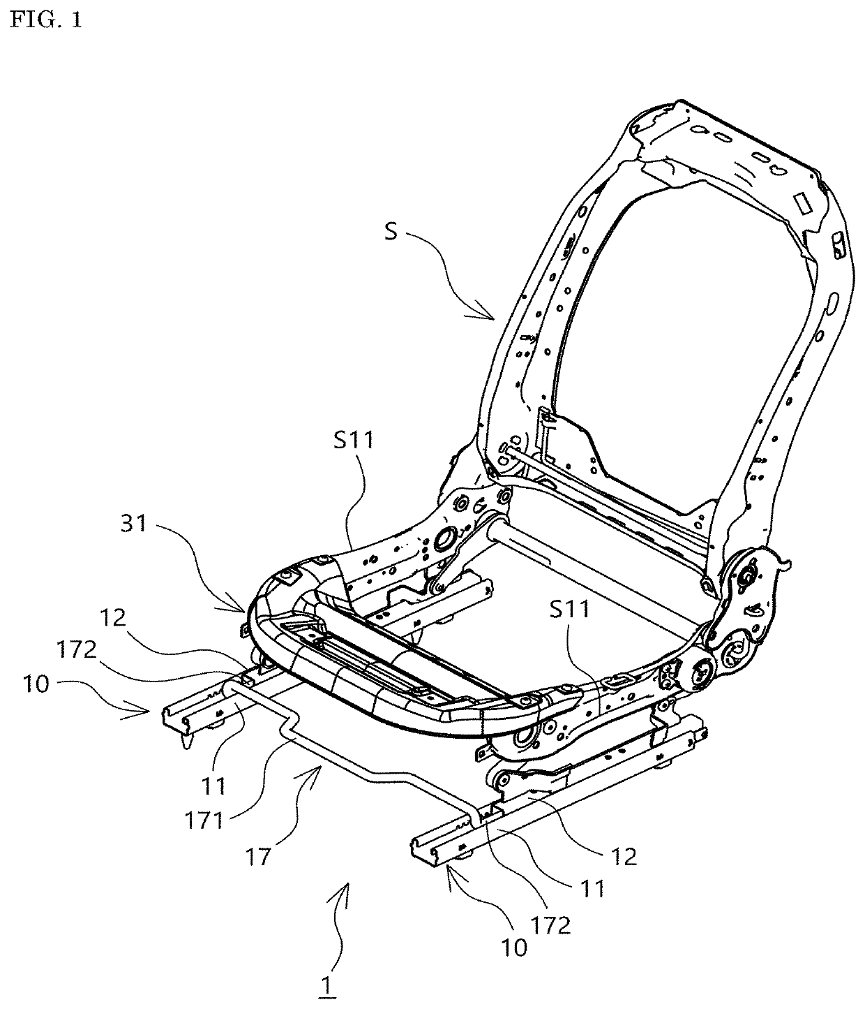 Seat sliding device and slide lever connecting structure in the seat sliding device
