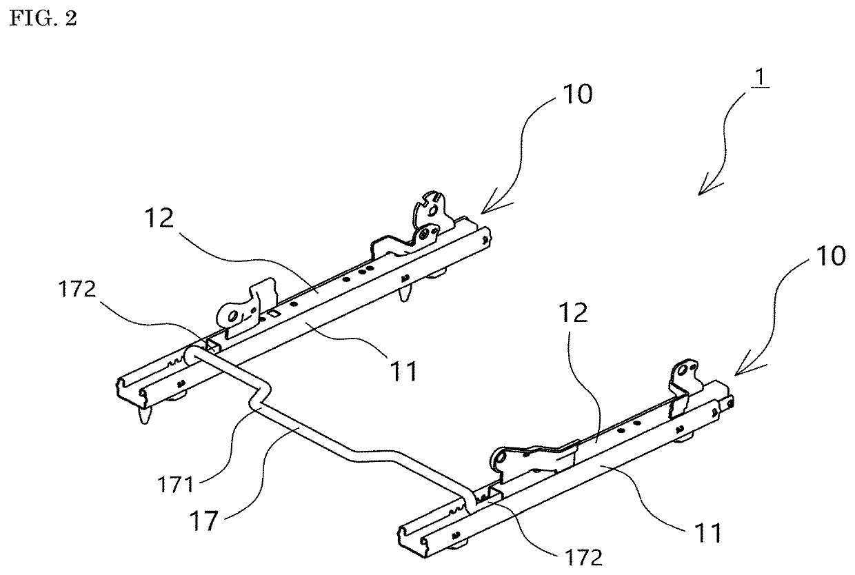 Seat sliding device and slide lever connecting structure in the seat sliding device