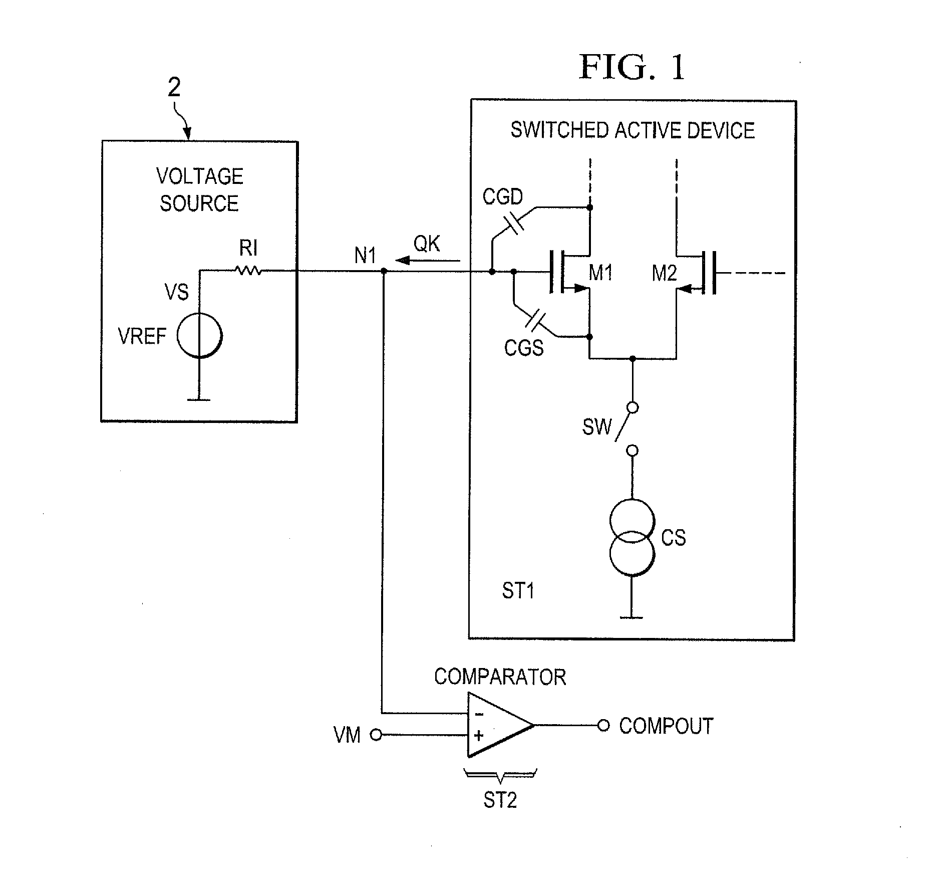Electronic device and method for kickback noise reduction of switched capacitive loads and method of operating the electronic device
