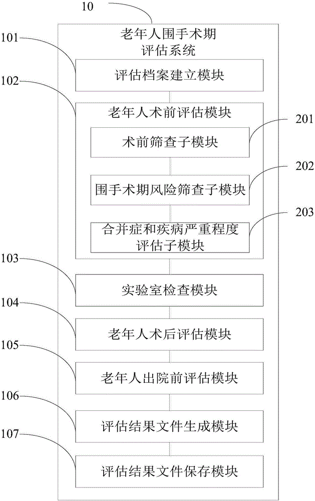 Assessment system and method for perioperative period of old people