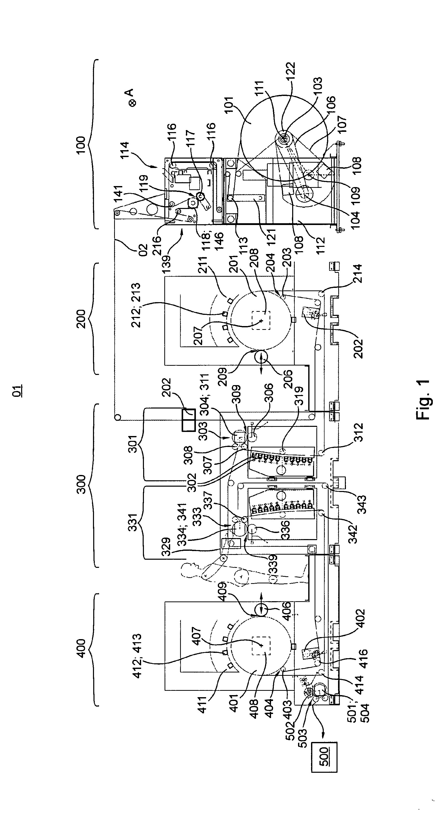 Printing machine and method for adjusting a web tension
