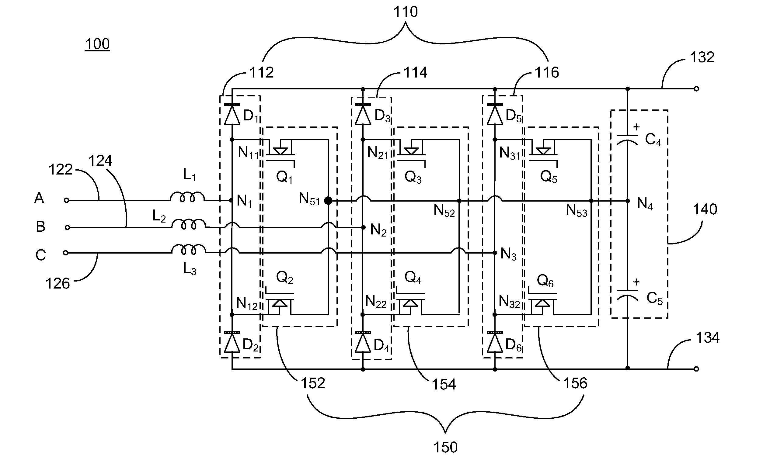 Three-phase rectifier circuit