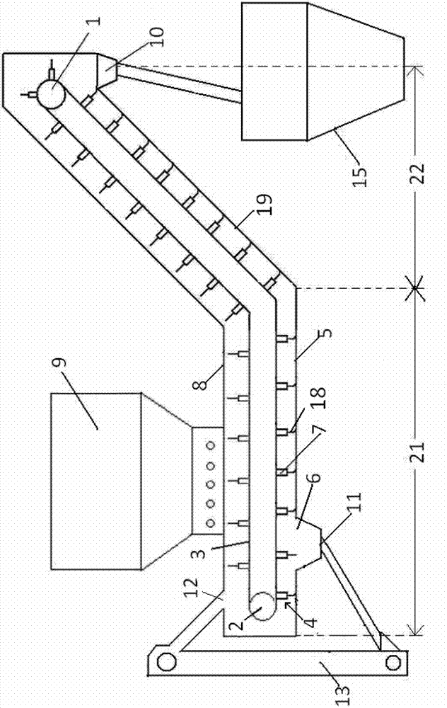 Dry-type slag conveying device, slag removing apparatus, and slag removing method