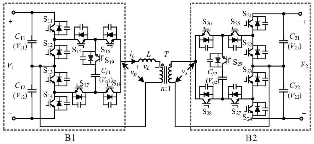 Nine switch tube five level active neutral point clamp dual active bridge isolated dc-dc converter