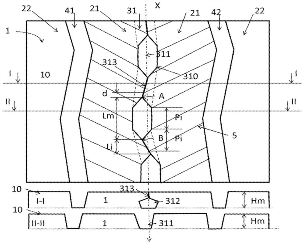 Tyre tread comprising complex grooves and incisions