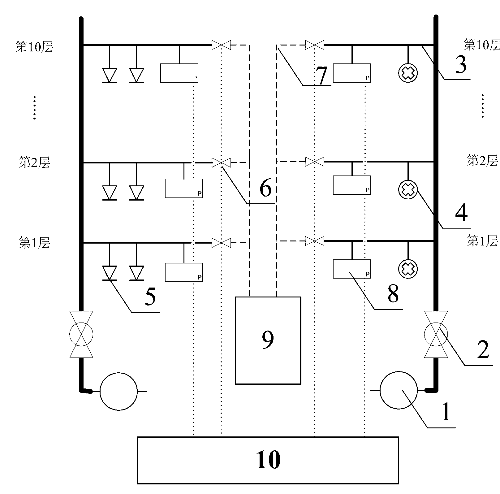Real-time monitoring system and method for fire water supply system of building