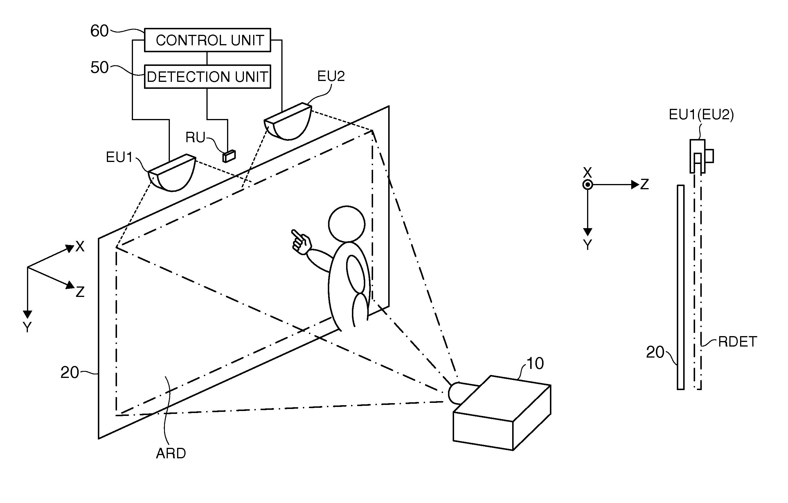 Optical detection device, display device, and electronic apparatus