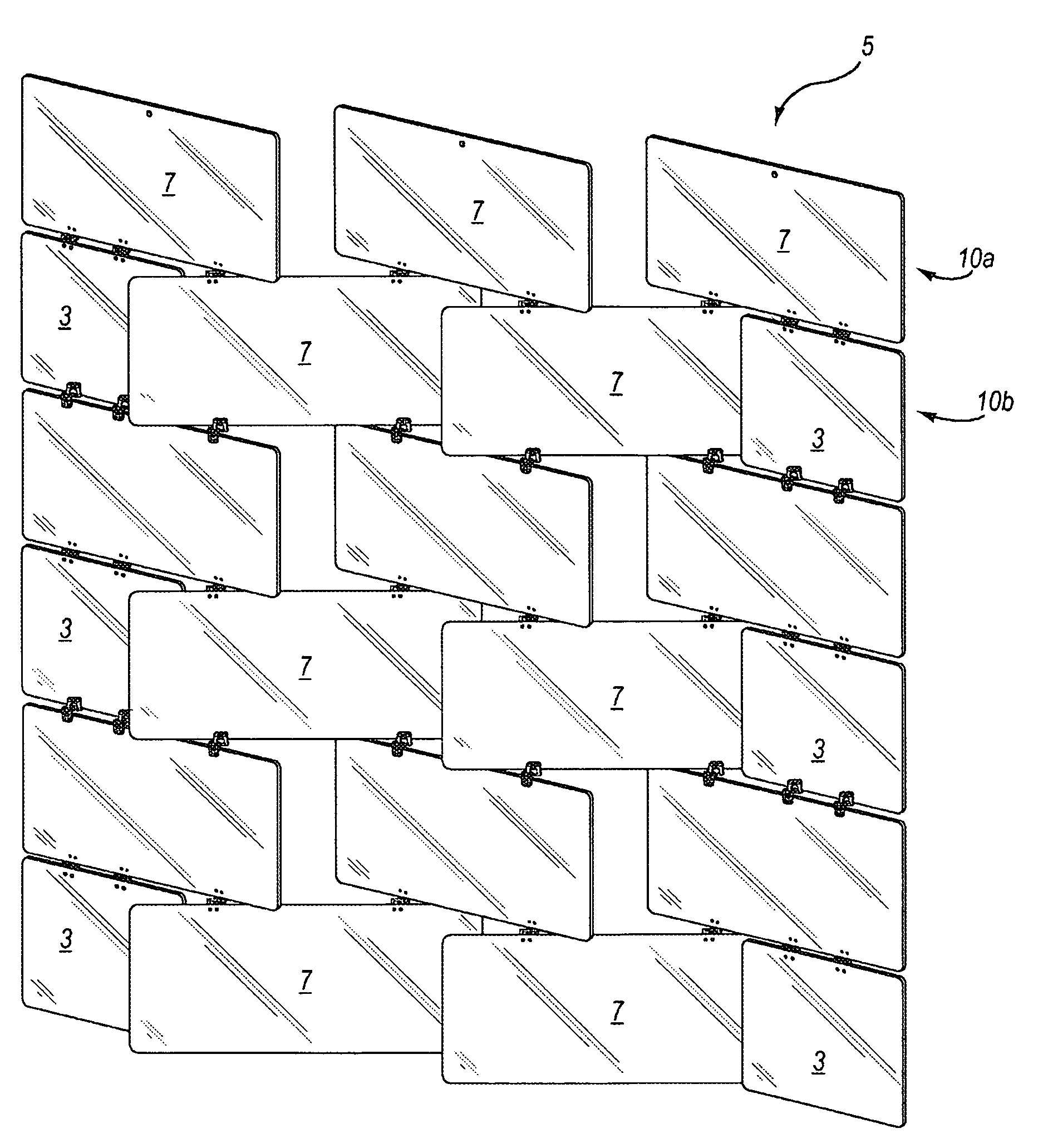 Partition with variable-angle tiles