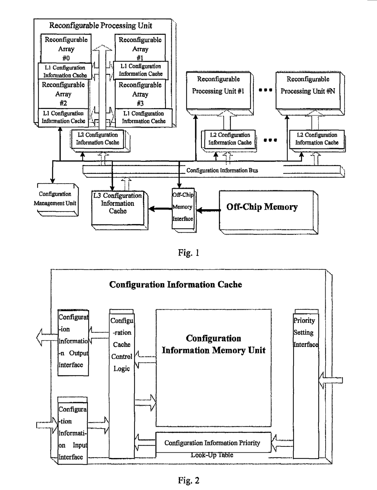 Cache structure and management method for use in implementing reconfigurable system configuration information storage