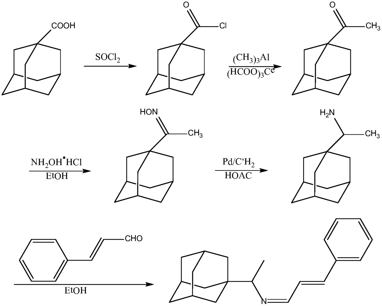 Synthesis method of rimantadine Schiff base