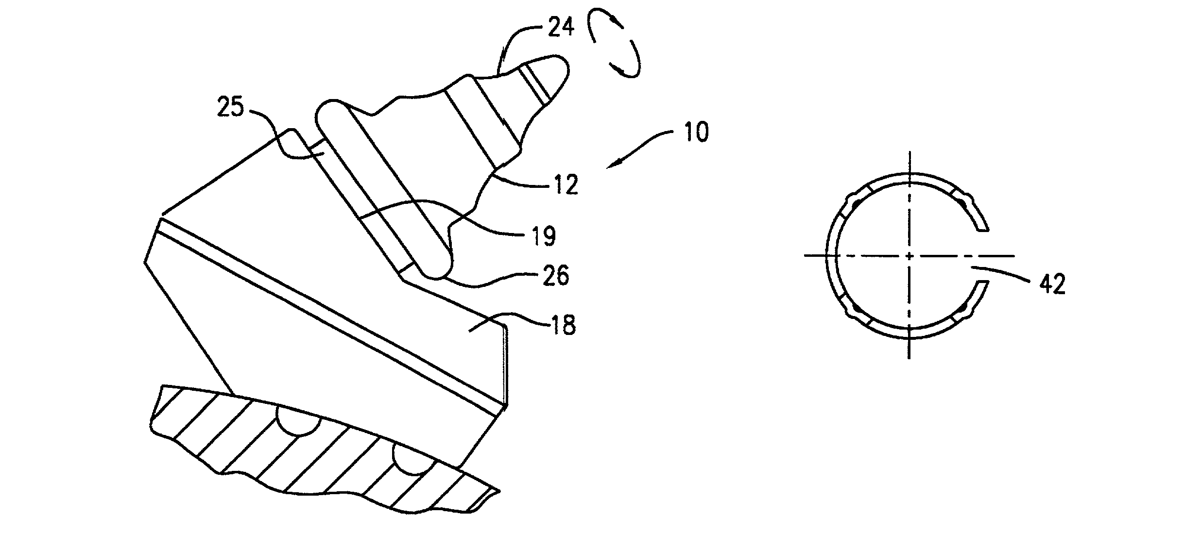 Rotatable cutting tool having retainer with dimples