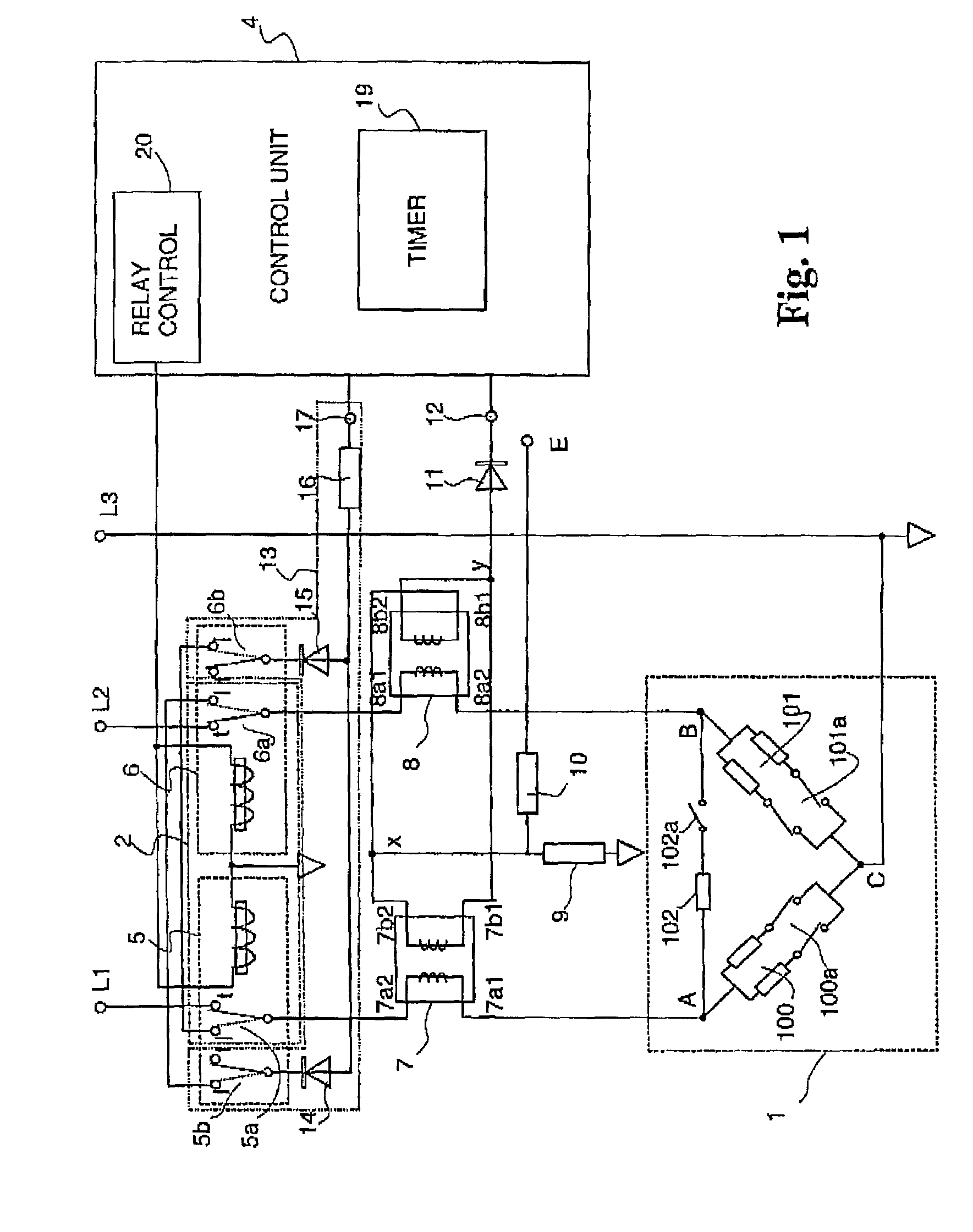 Safety device for a delta-connected three-phase electric appliance
