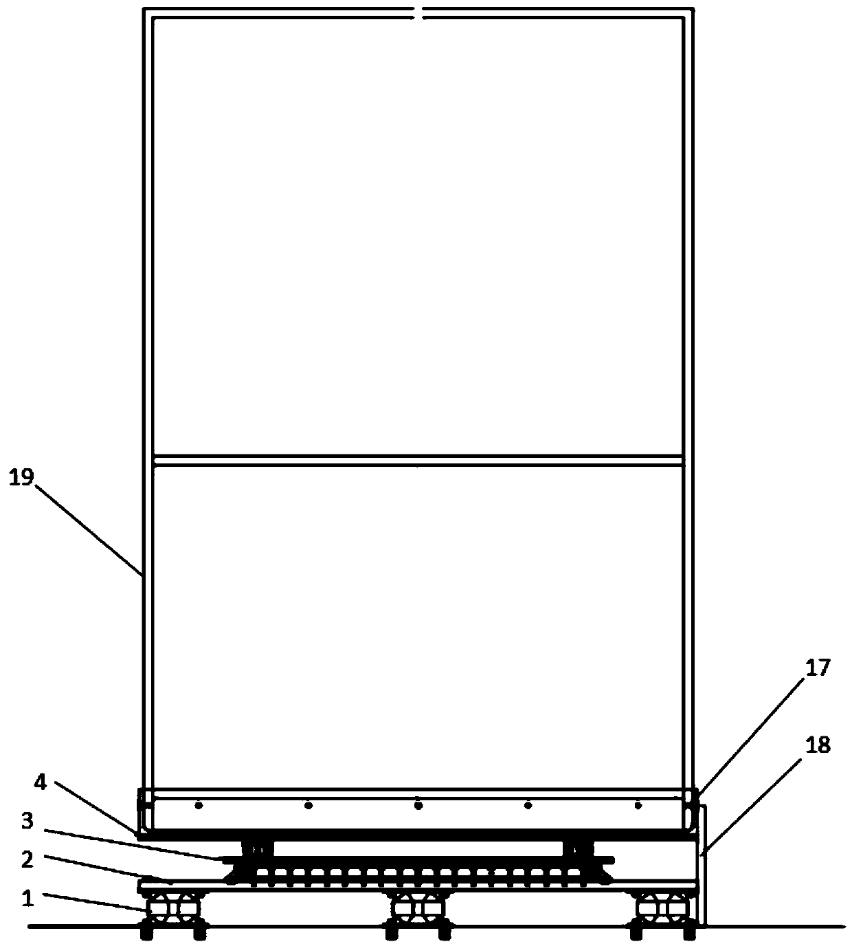 Double-layer three-dimensional cultural relic showcase shock isolation device