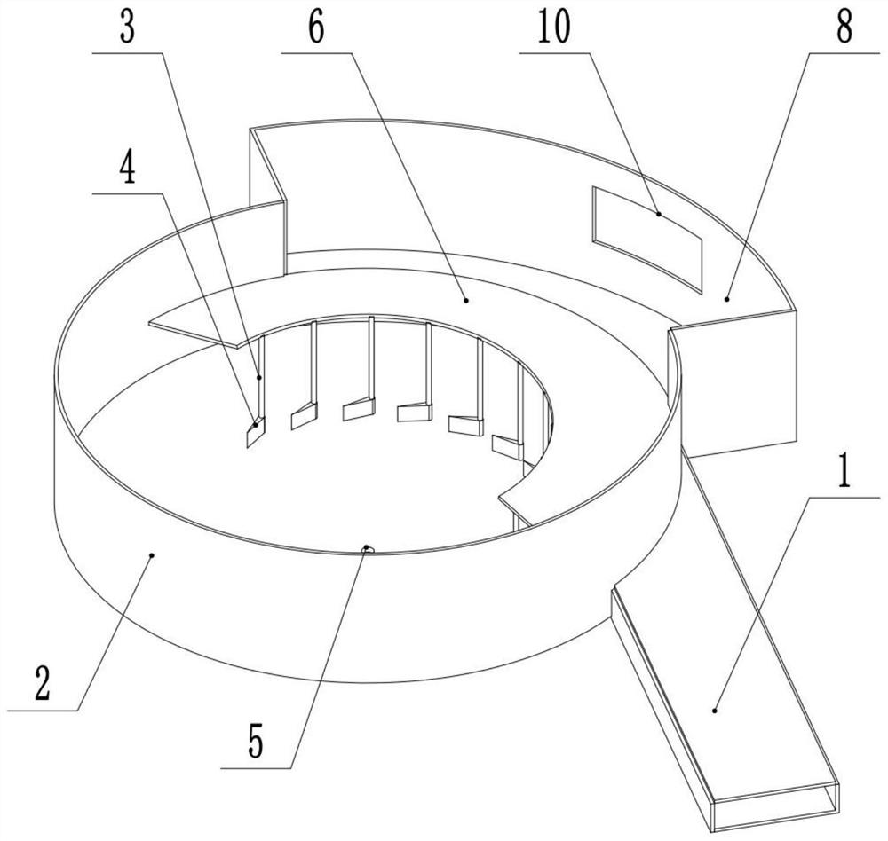 Guide vane type desilting funnel