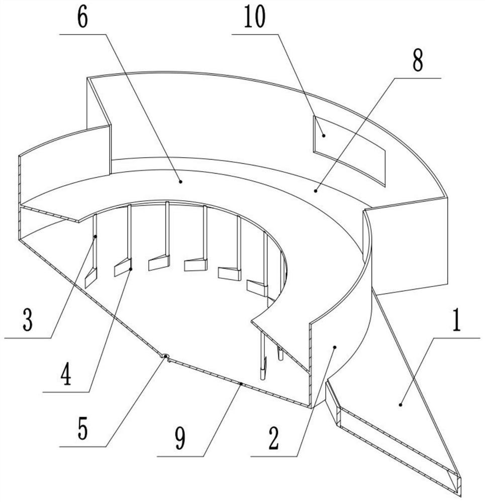 Guide vane type desilting funnel