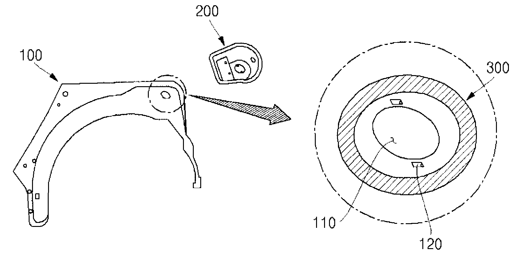 Fuel Filler Housing and Quarter Inner Panel for Vehicle