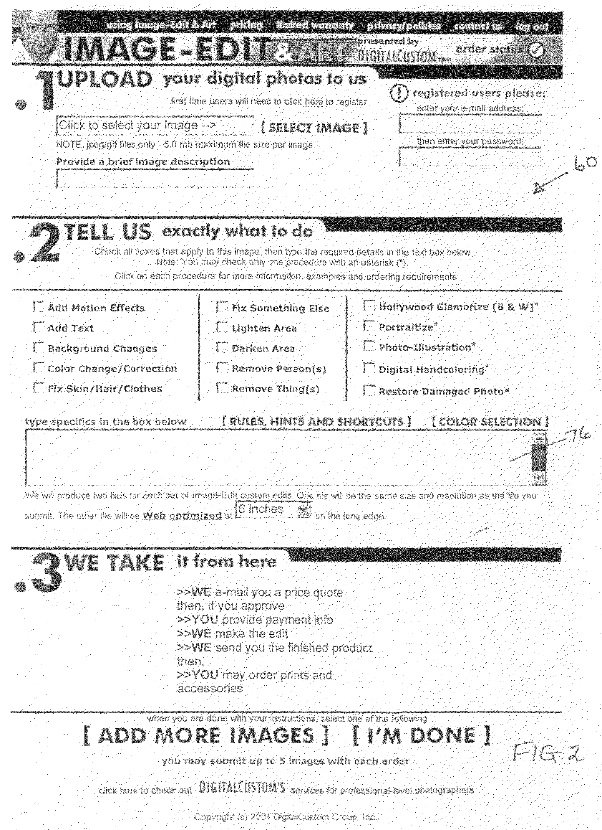 System for facilitating remote digital image manipulation services