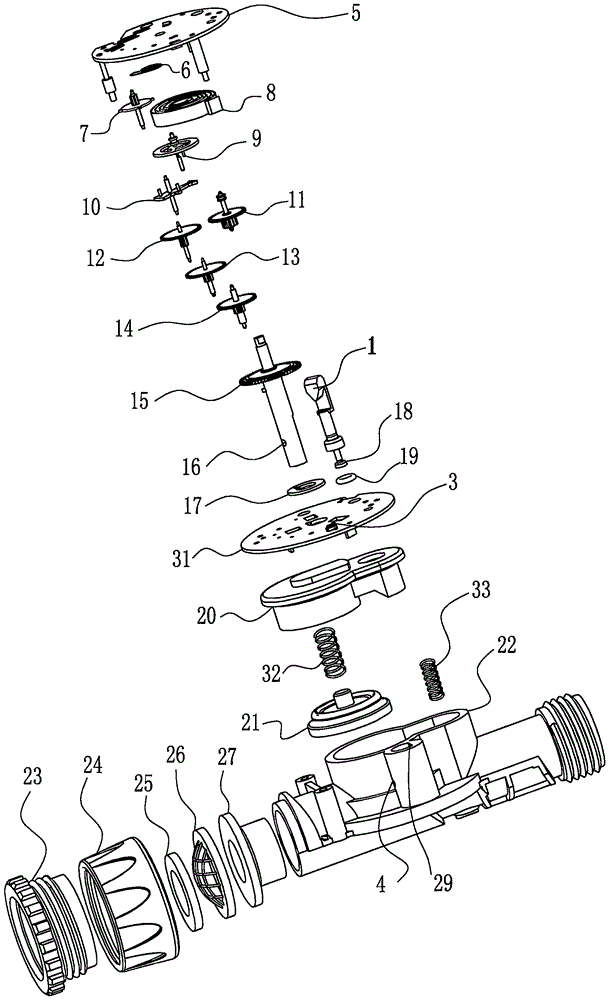 Hydraulic automatic telescopic distributing type long rod water spraying gun