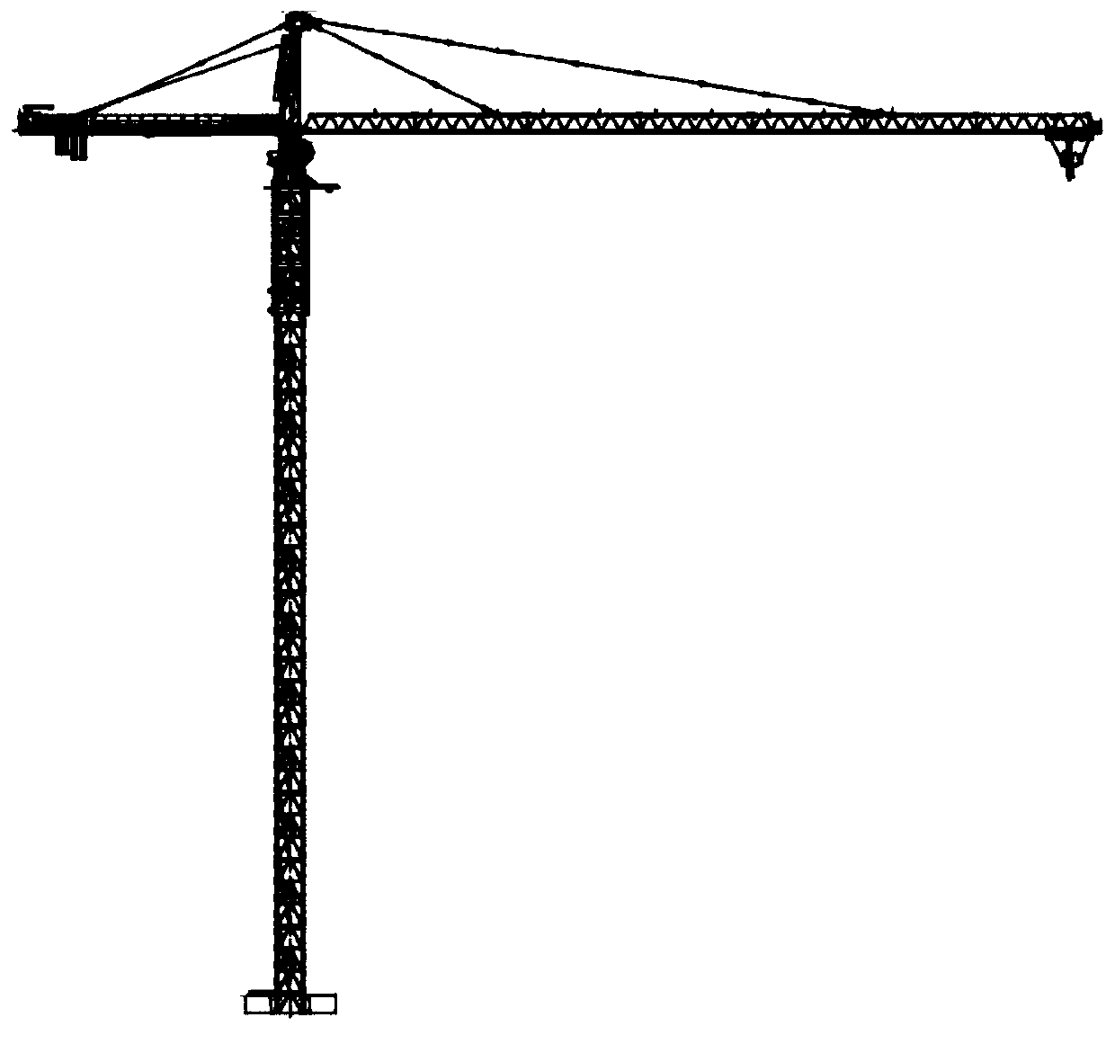 Variable cross section truss type tower crane overlength adhesion construction method