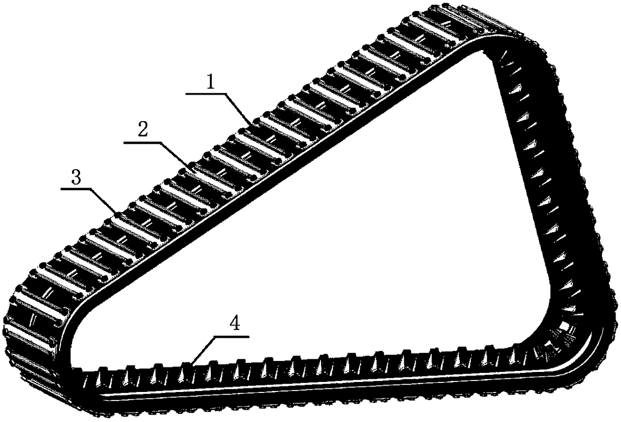 Steel plate rubber track attached to the surface