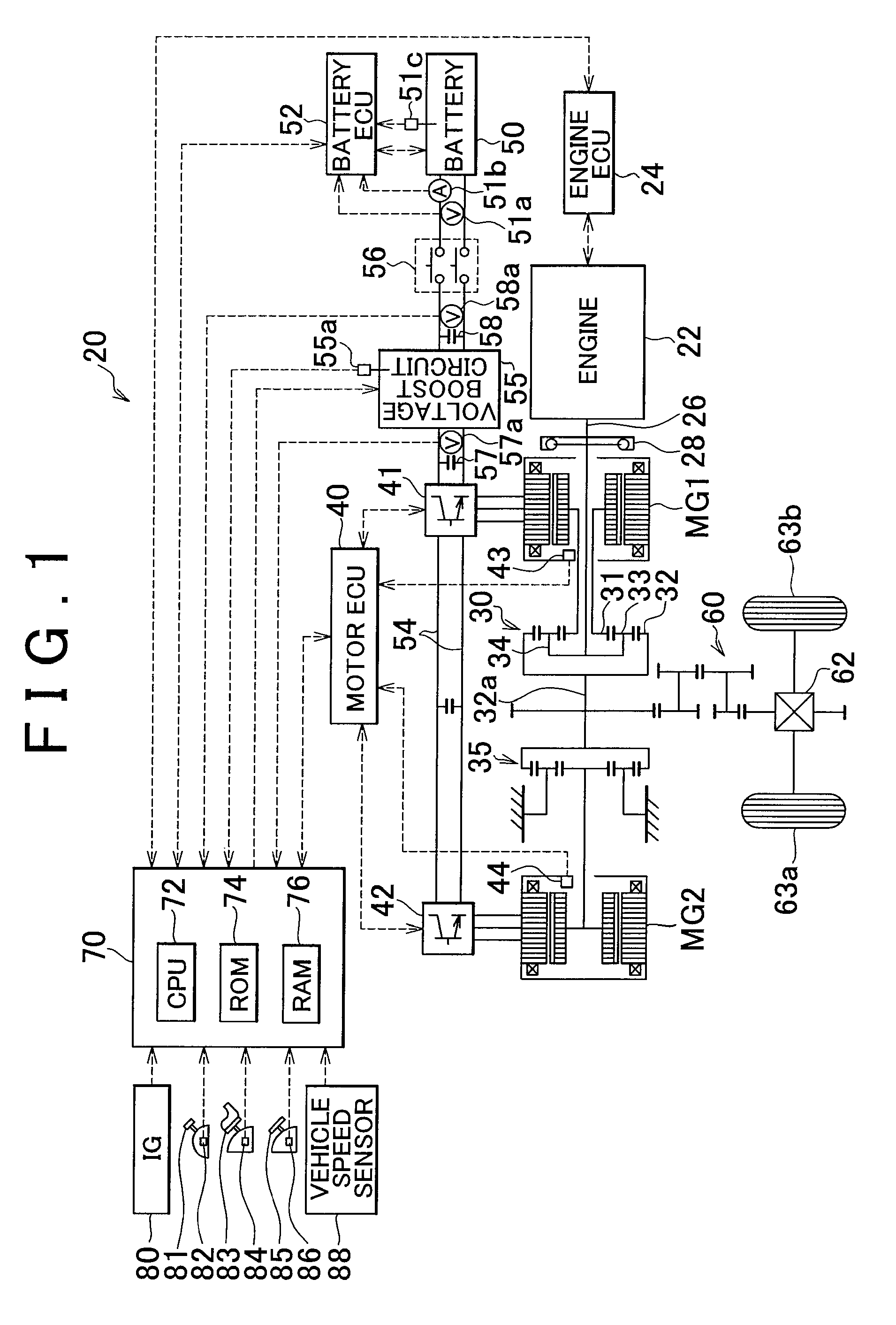 Motive power output device, vehicle equipped with the device, and control method for motive power output device