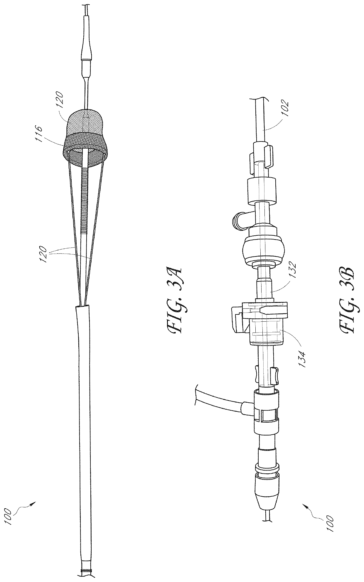 Axial lengthening thrombus capture system, tensioning system and expandable funnel catheter