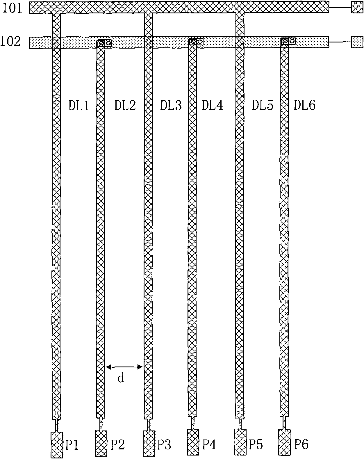 A method for testing line defects of LCD (liquid crystal display) panel, array substrate and drive wires