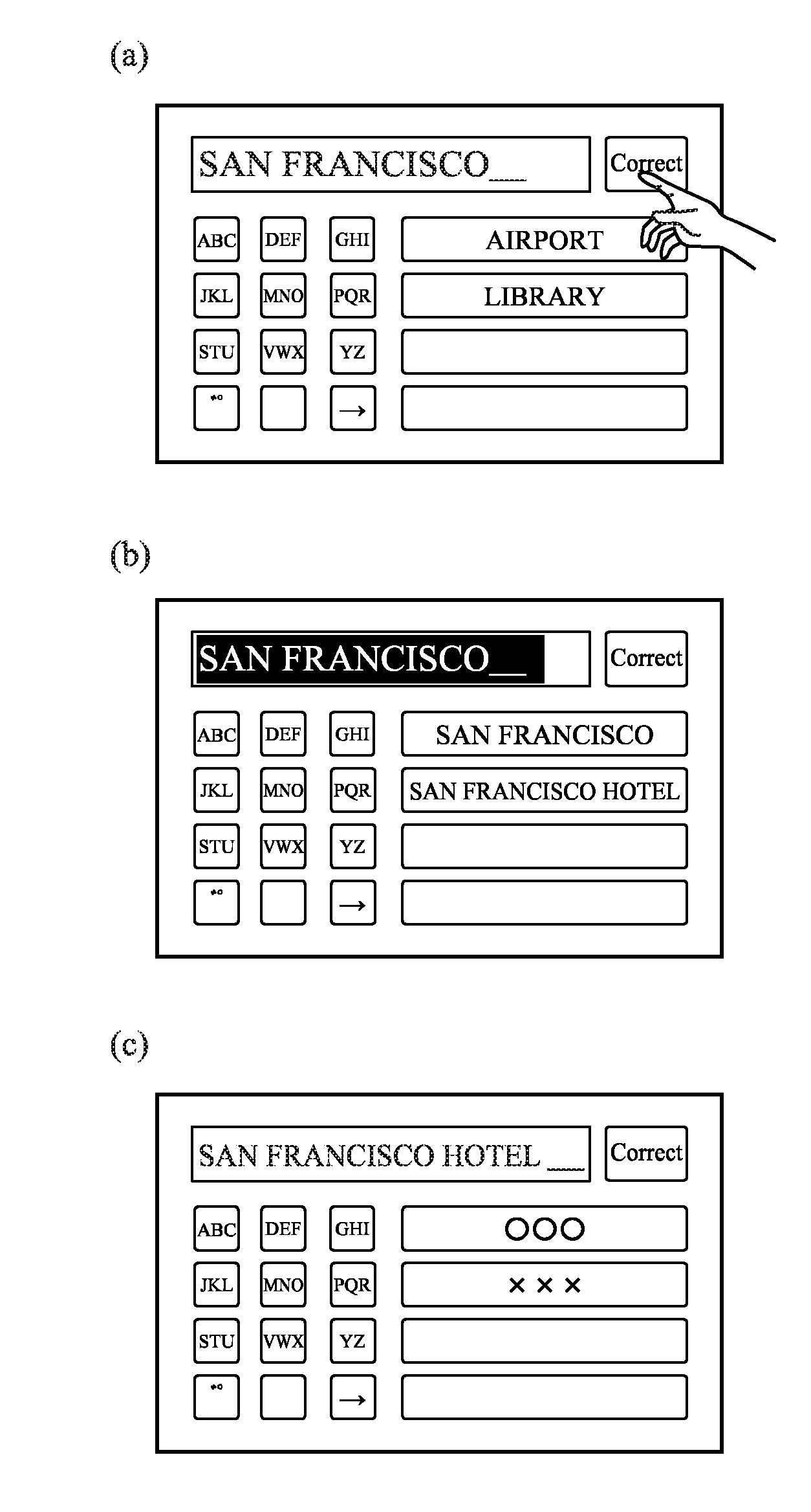 Character input device and car navigation device equipped with character input device