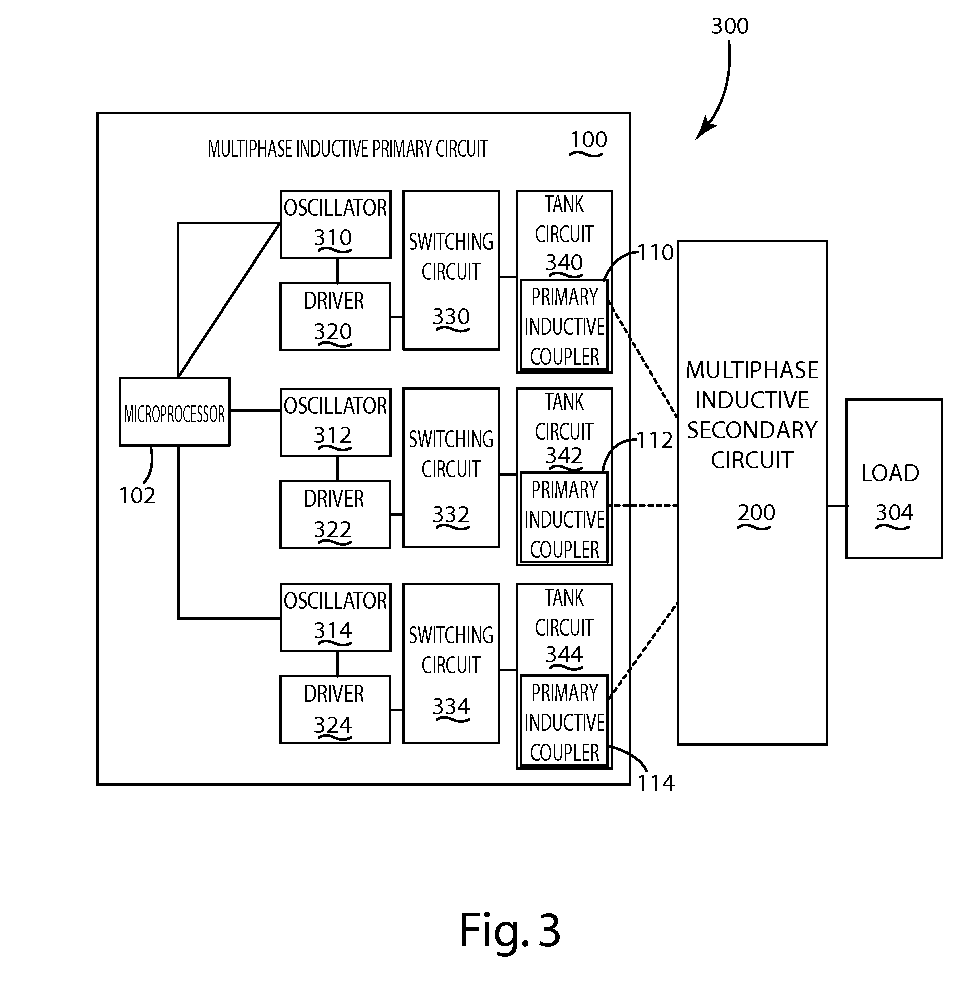 Multiphase inductive power supply system