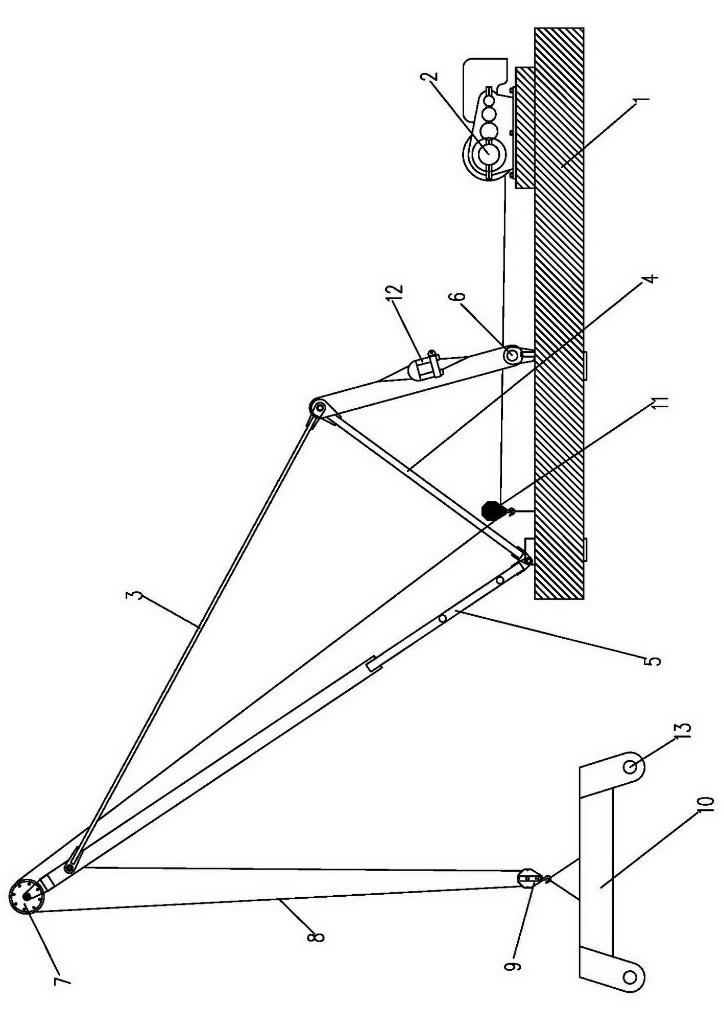 Improved sustaining wall rod dismantling device of tower type crane