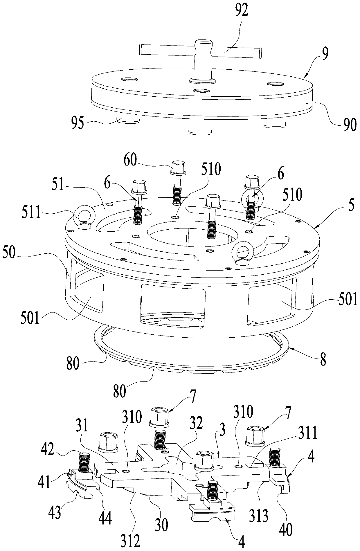 Disassembly tooling and method for vortex reducer assembly