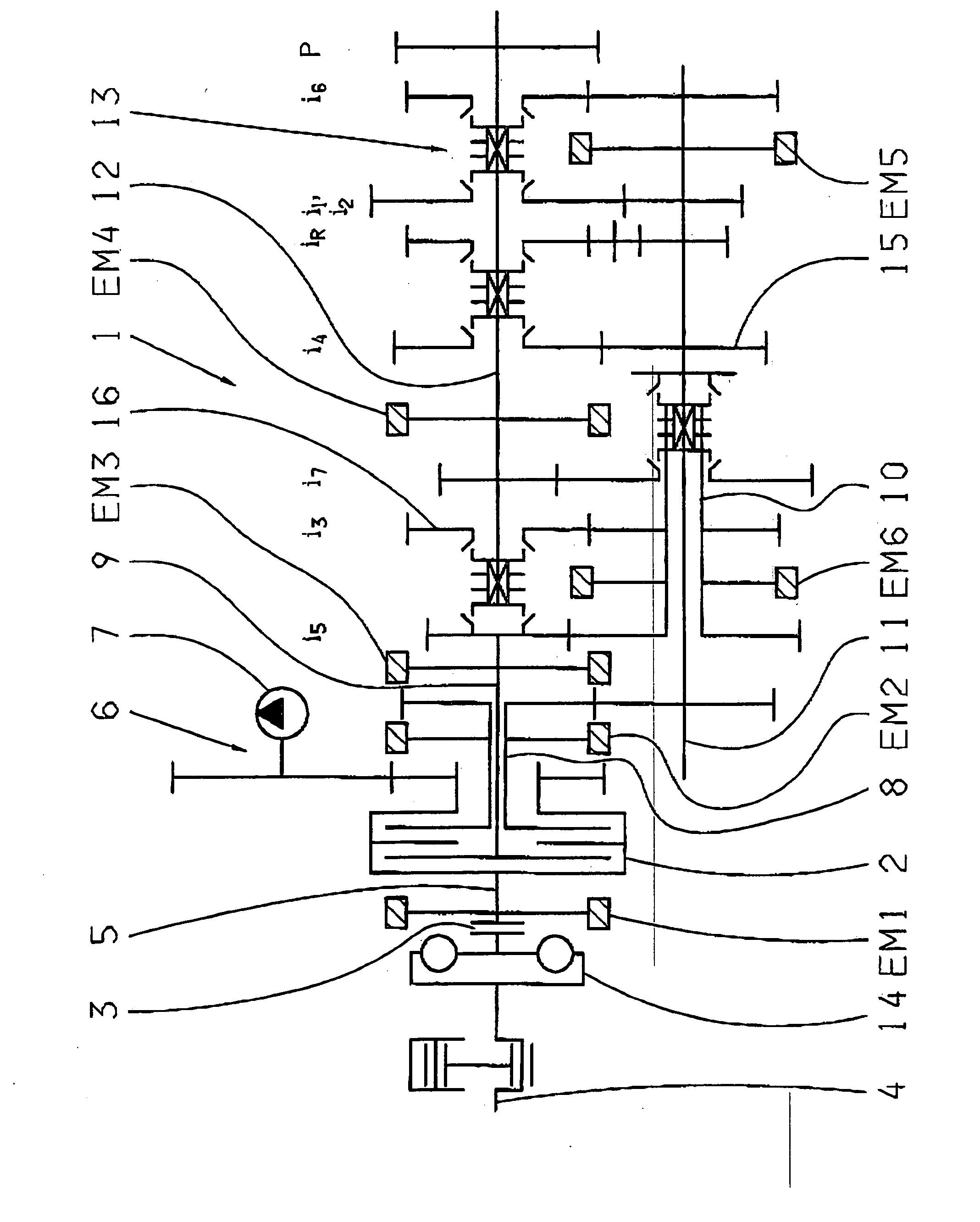 Dual-clutch transmission with integrated electric machine and utilization thereof
