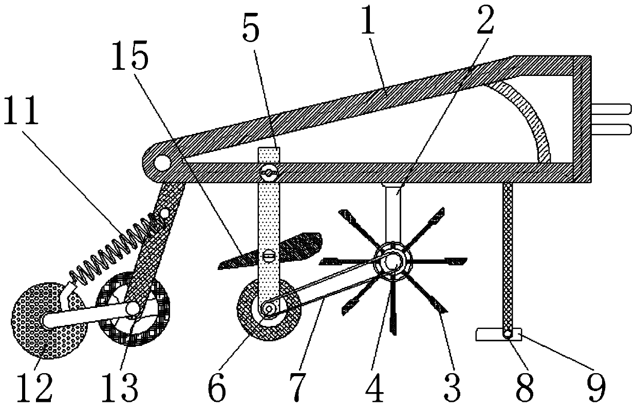 Mulching film laying device for crop plowing and sowing
