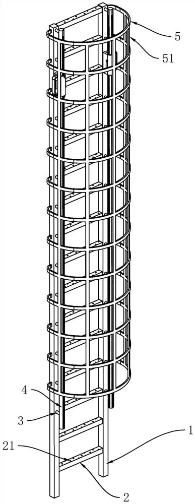 A climbing ladder for an iron tower