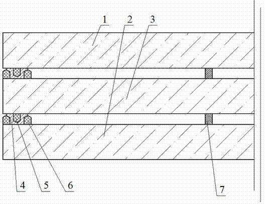 Glass-welded plane double-low altitude-layer glass with edge sealed by sealing strips and production method thereof