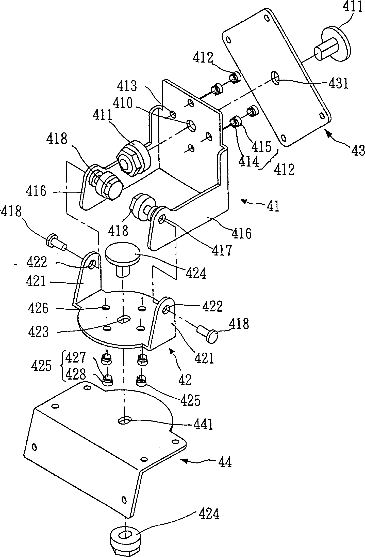 Three-axis pivot structure
