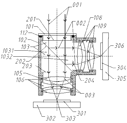 Binocular camera device with front light splitting structure
