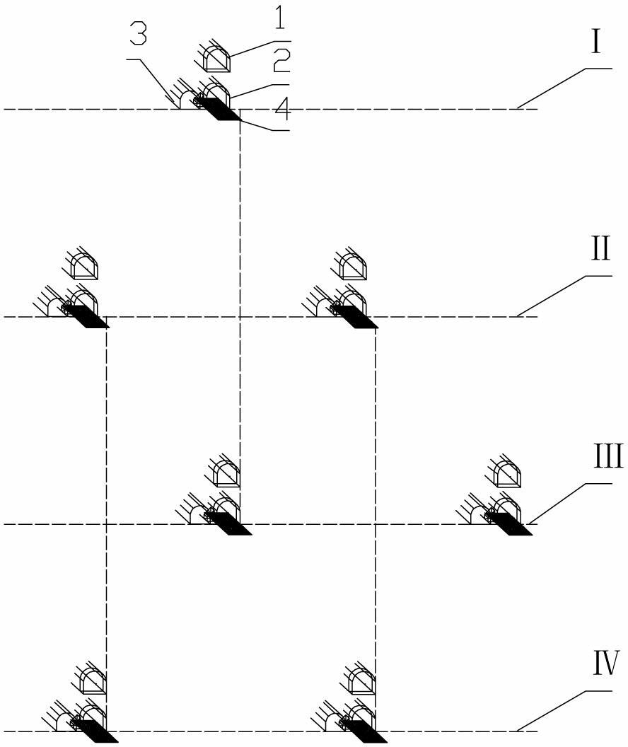 Flat-bottomed pillar sublevel caving method of reinforced concrete structure artificial roof