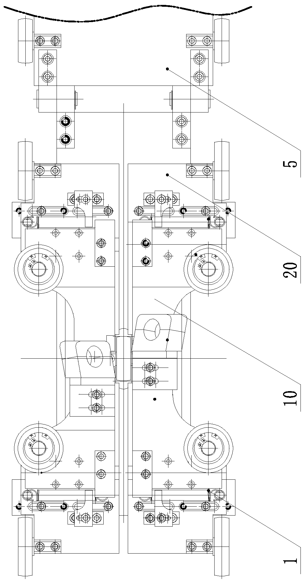 Mechanical U rib internal welding tracking device