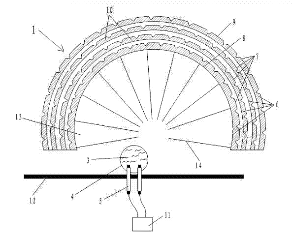 High-energy liquid explosion separated-scattering device and high-energy liquid explosion separated-scattering method