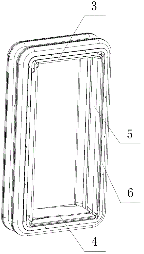 Windshield at car end of rail vehicle and its installation and use method