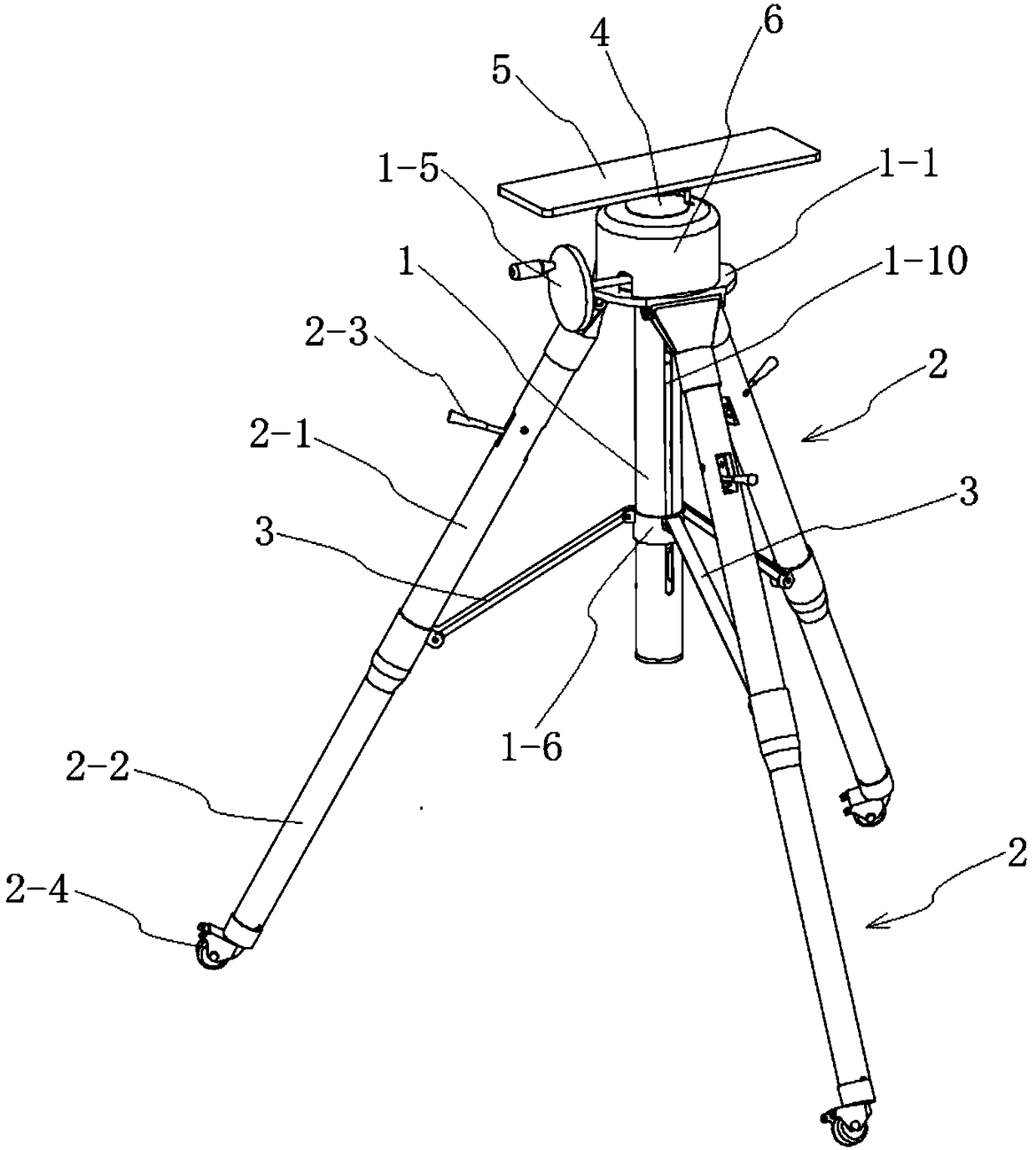 Tripod supporting leg telescopic opening mechanism and adjusting method thereof