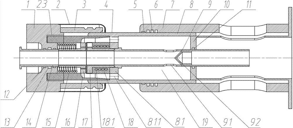 A compressed gas arc extinguishing device and a high-voltage circuit breaker using the arc extinguishing device