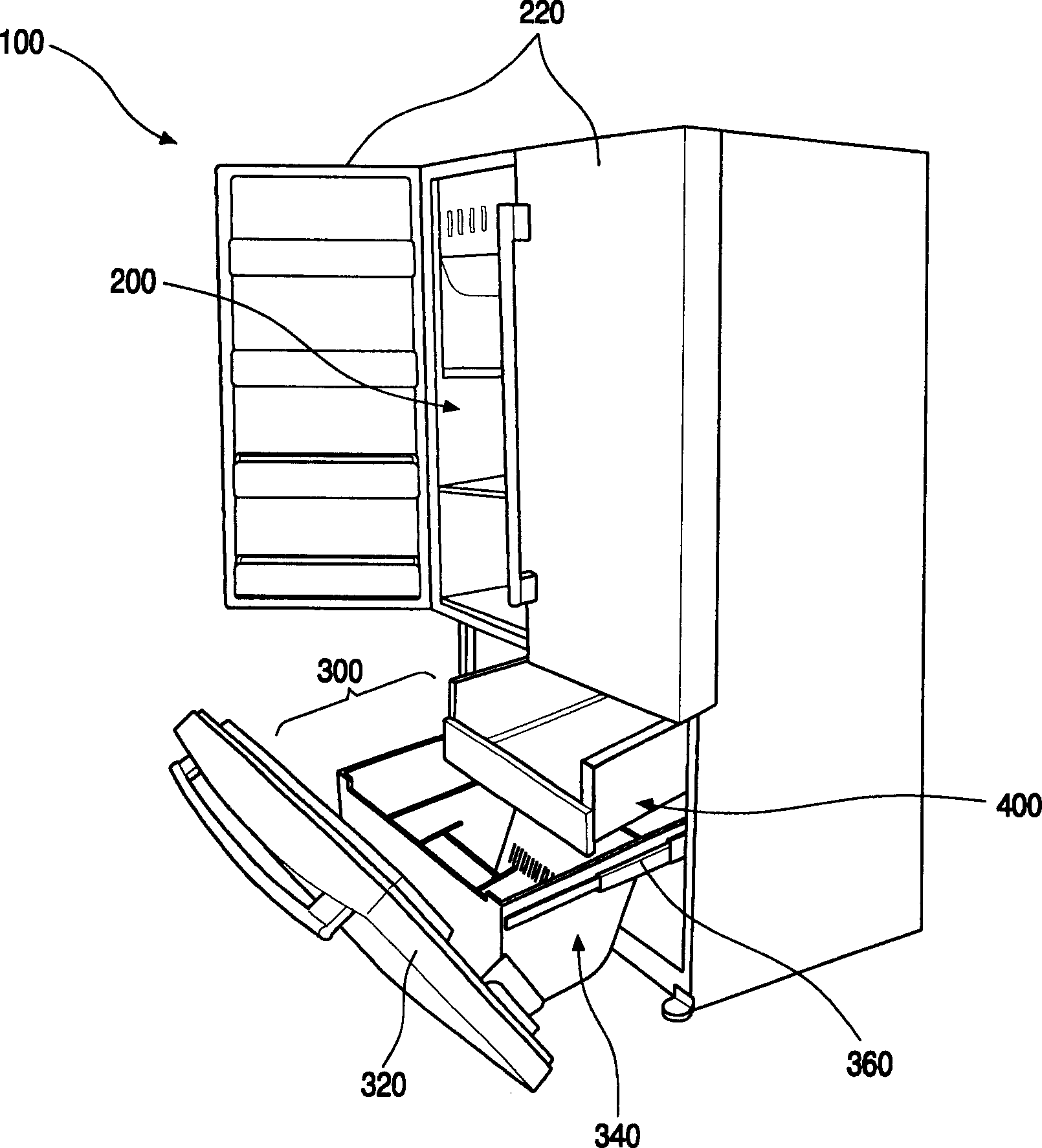 Double drawer for refrigerator